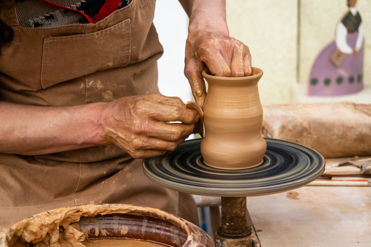 Close-up of a potter